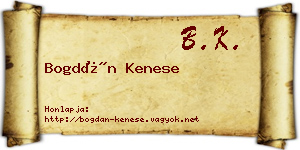 Bogdán Kenese névjegykártya